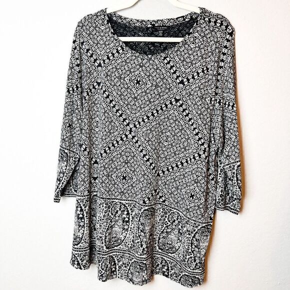 Lucky Brand Tops - Lucky Brand Women’s Plus Black/White Paisley Blouse Top Size 2X NWOT